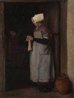 Bonvin François, Breton Woman Knitting in a Doorway