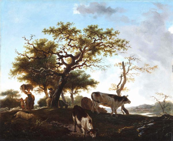 Family of Shepherds on a river landscape