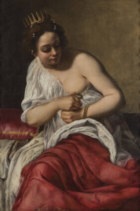 Artemisia Gentileschi, Autoportrait de l’artiste comme Cléopâtre sur son lit de mort