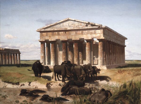 Jean-Léon Gérôme, Buffalo in front of the Temples at Paestum, 1851