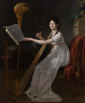 Guillaume Guillon-Lethière, Portrait of Adèle Papin Playing the Harp