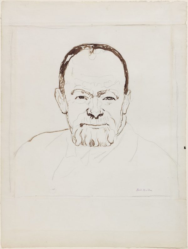 Self-portrait of the 63-year old Artist with a smiling Expression