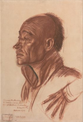 Portrait d'homme chinois de profil et étude de main