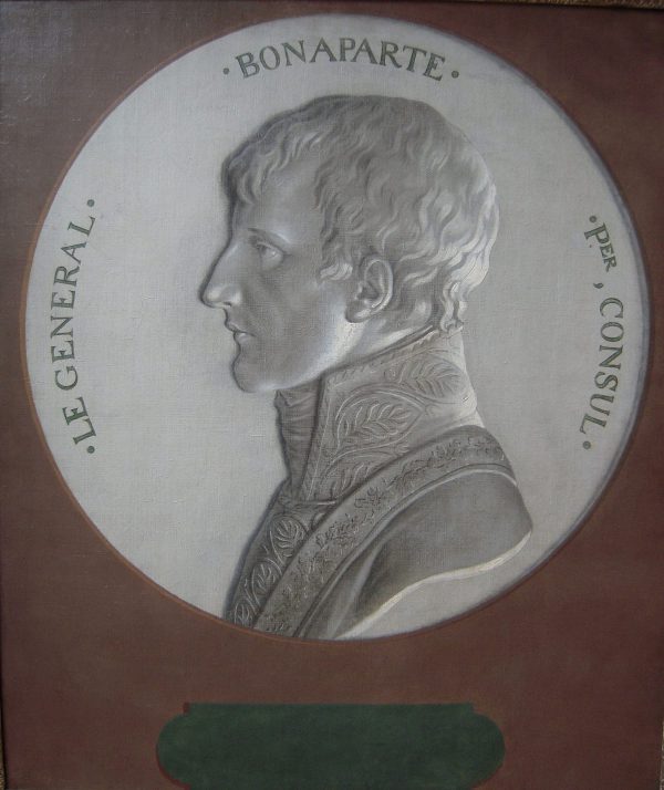 Portrait en trompe l'oeil de Napoléon Bonaparte Premier Consul