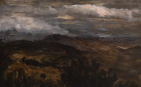 Pierre-Henri de Valenciennes attr., Landscape at Dusk, Pink Clouds